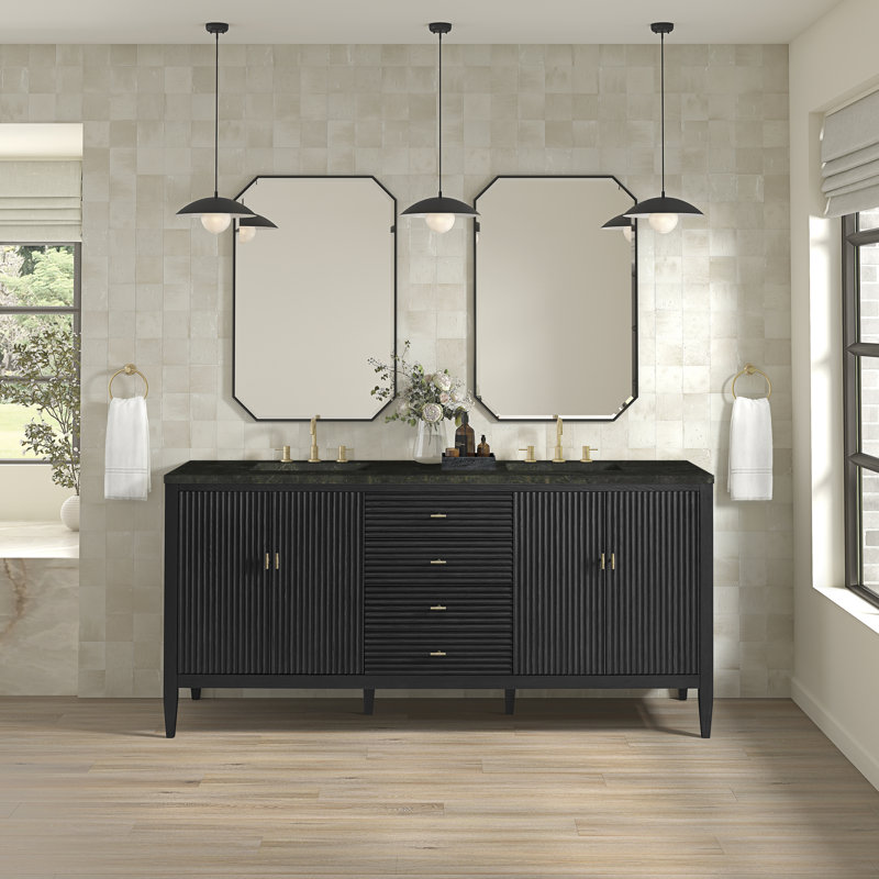 Myrrin 72'' W Double Vanity, Carbon Oak, Phantome Eclos, 8" Widespread