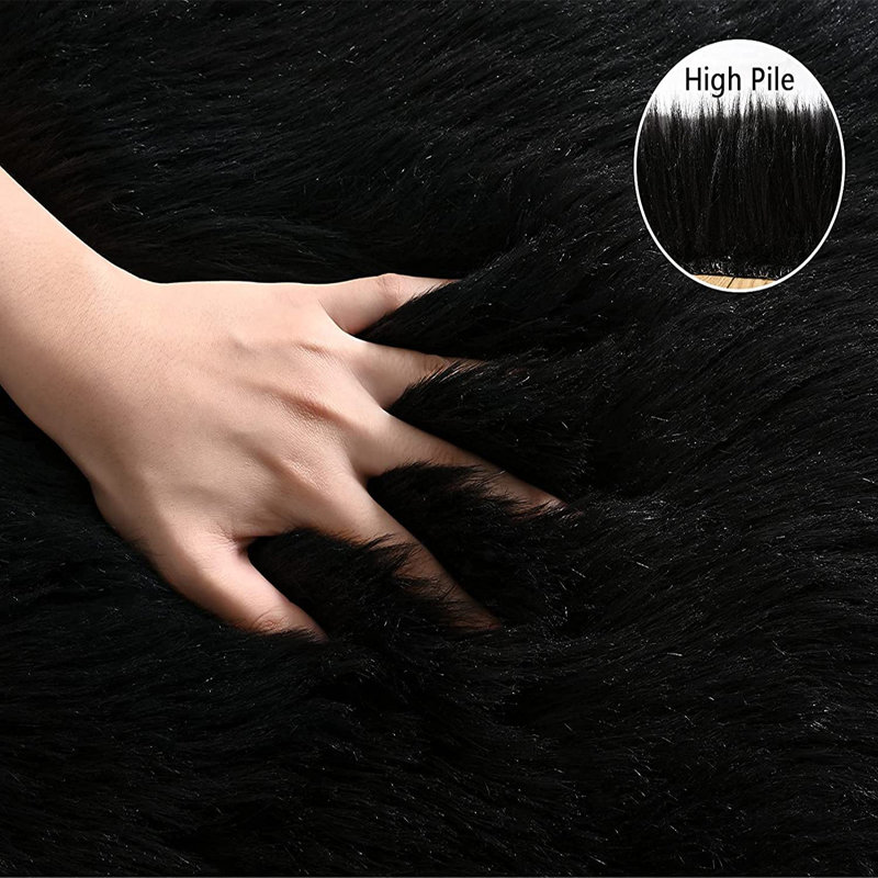 Lekishia Faux Sheepskin Indoor Rug, Rectangle 6' x 9'