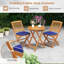 Ensemble bistro 3 pièces pliant en bois d'acacia avec coussins-289927916