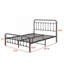 Structure de lit double en métal de style victorien pour chambre à coucher avec rangement sous le lit, ton noir, aucun sommier tapissier requis