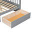 Lit superposé simple au-dessus d'un lit double avec tiroirs, fonction convertible grise, pin et matériau, rails de sécurité en forme de clôture, projet de type assemblage facile-130734245-130734244