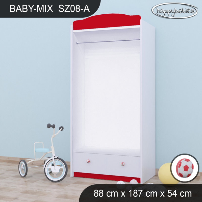 Baby 2 Door Wardrobe, Red