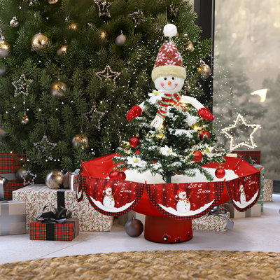Holiday 31.5" Animated Musical Snowing Christmas Tree and Snowman Decor with LED Lights