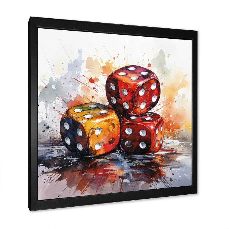 «Casino Royale Dice IV» sur toile, Cadre simple noir, H 16 po x l 16 po x P 1 po