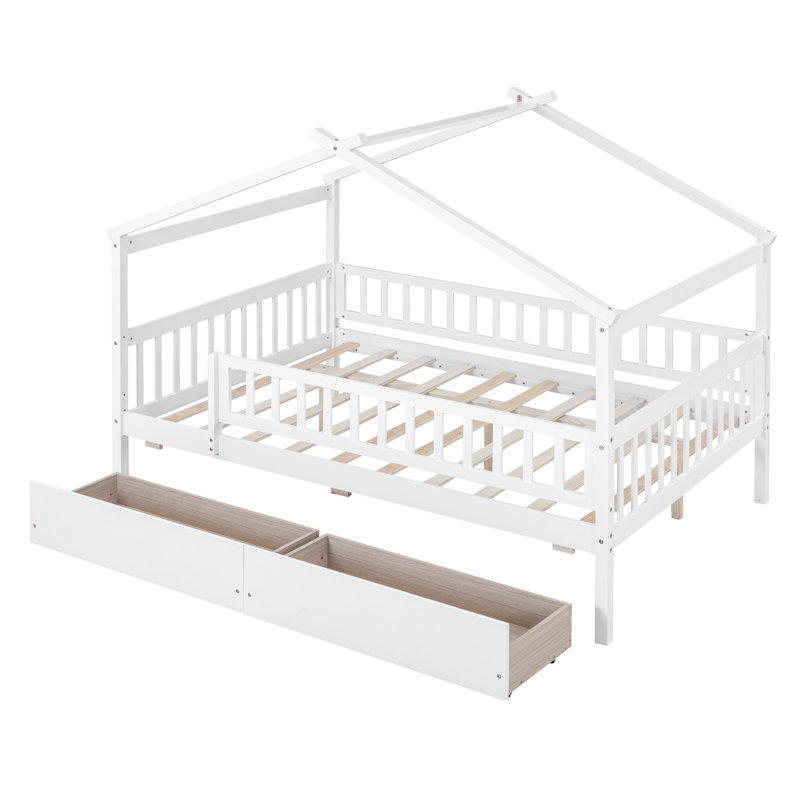 Lit amusant et fonctionnel en bois pour enfants avec rangement spacieux
