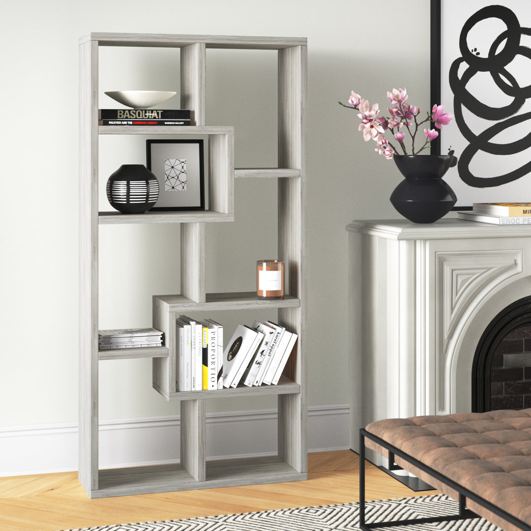 Brigman 71'' H Geometric Display Bookcase with Open Shelves Mercury Row®
