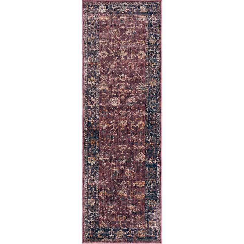 Tapis oriental mauve Begbas, Tapis de couloir 2 pi 7 po x 12 pi