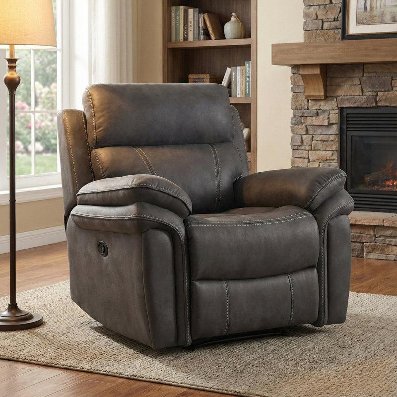 Adalynn 106cm Wide Standard Recliner, Charcoal Grey