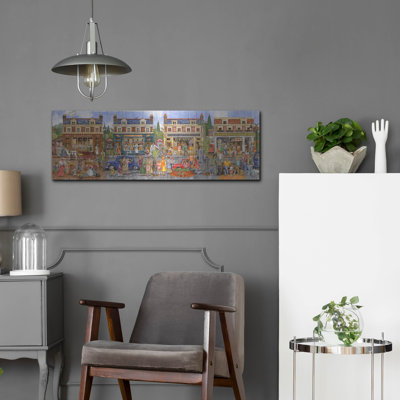  'Street Scene 1900 To 1999' by Gale Pitt Metal Wall Art, 36" x 12"