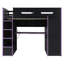 Full Size Wood Loft Bed with Desk,Wardrobe,Ample Storage Space,and RGB Light, Purple
