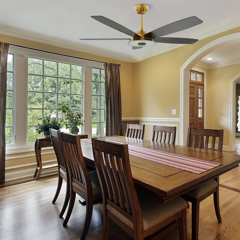 Ventilateur de plafond intelligent intérieur / extérieur Journey de 52 pouces, ensemble d'éclairage à DEL à intensité variable et télécommande, fonctionne avec l'assistant Google, Amazon Alexa et les raccourcis Siri.