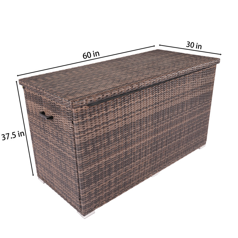 Coffre de terrasse en osier Seattle, 37.4" H x 60" W x 30.31" D