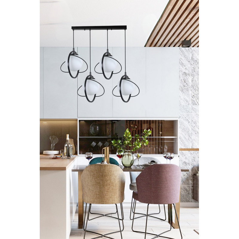 Lustre réglable élégant en métal noir et blanc de 9,8 po de diamètre x 27,6 po de hauteur | Douille E27, 40 W maximum | Parfait pour la salle à manger et les espaces de vie, solution d'éclairage élégante et fonctionnelle