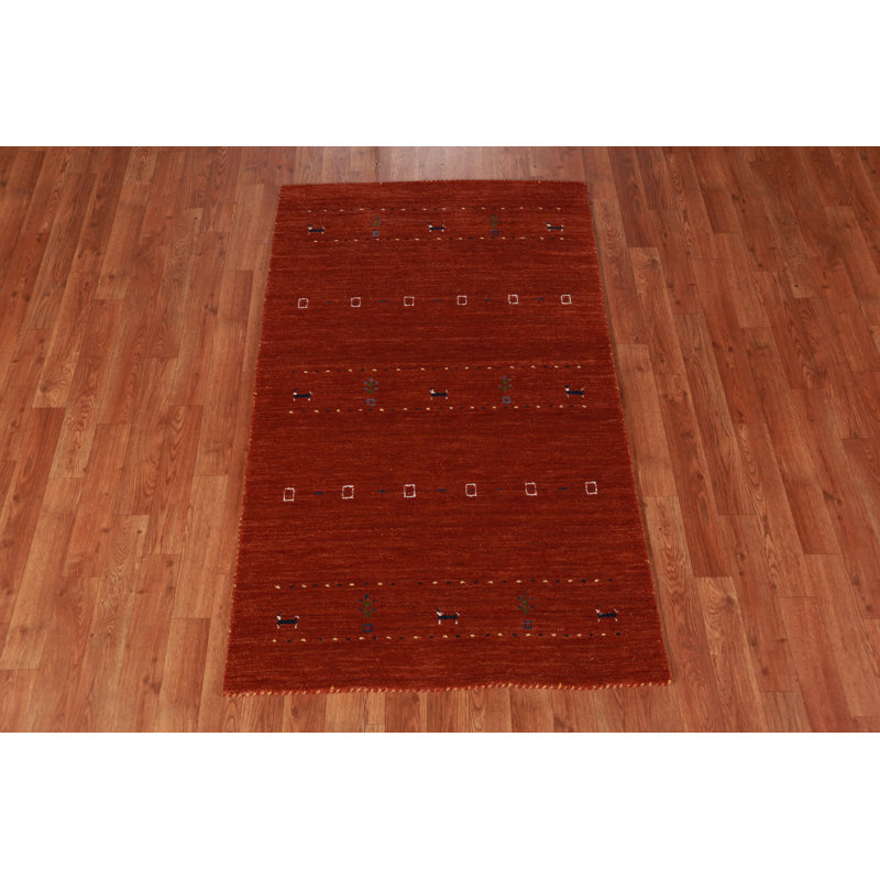 Orange Gabbeh Indian Accent Rug 3x5