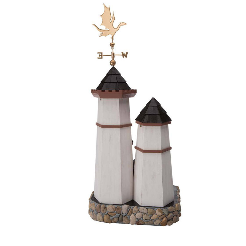 White and Brown Castle Birdhouse with Dragon Weathervane