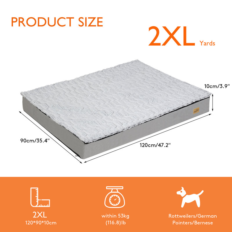 Orthopedic Polyester Pet Bed, 10cm H x 120cm W x 90cm D
