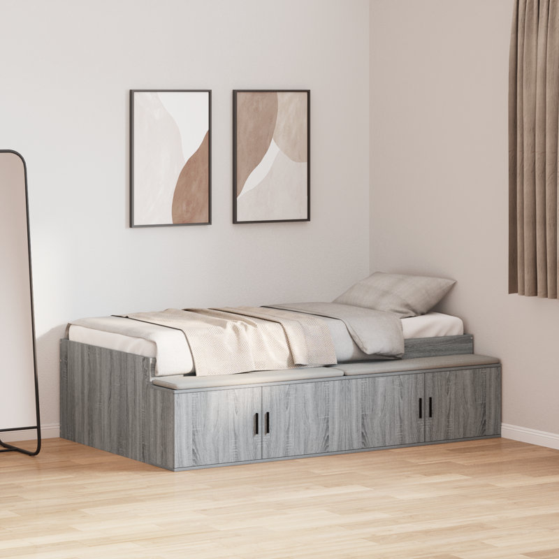 Vidaxl Storage Bed Frame, Small Single (2'6), Grey Sonoma