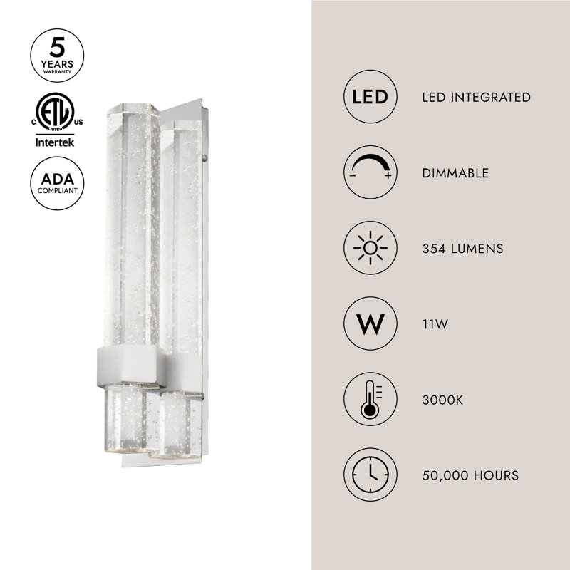 Warwick 1 - Light LED Sconce, Chrome