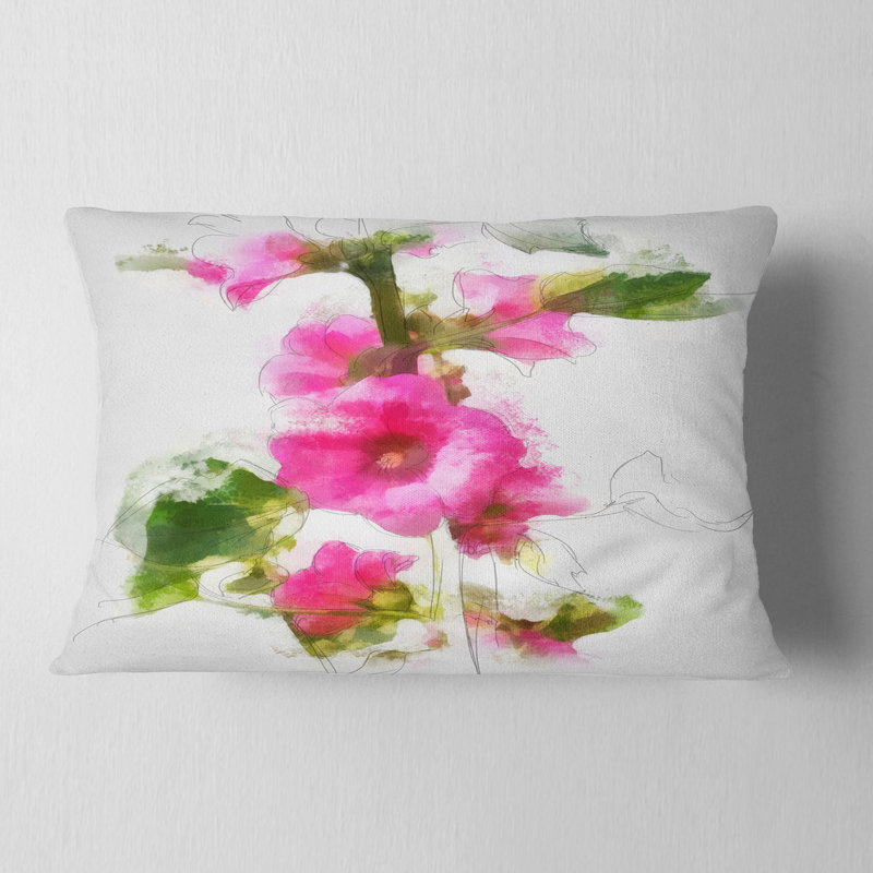 Coussin floral fleur avec tige et feuilles lombaires