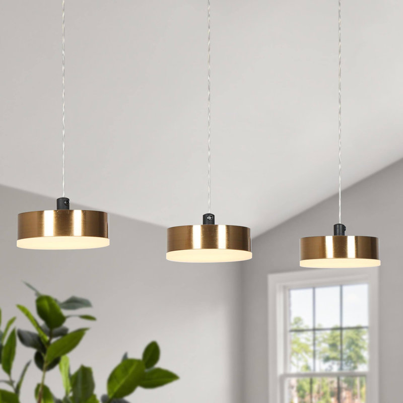 Essinger 3-Light Black & Gold Linear LED Pendant for Kitchen Island with Adjustable Wire 