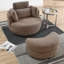 Chaise pivotante moderne de 39 po de largeur avec siège moelleux et coussins de siège de chambre à coucher-1275624539