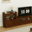 Cheadle 31.4" W Modern Walnut Double Door Side Cabinet With Glass Panels & Bow Handles