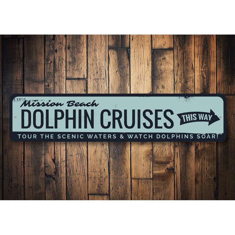 Panneau en aluminium Dolphin Croisières, H 4 po x l 18 po x P 0,04 po
