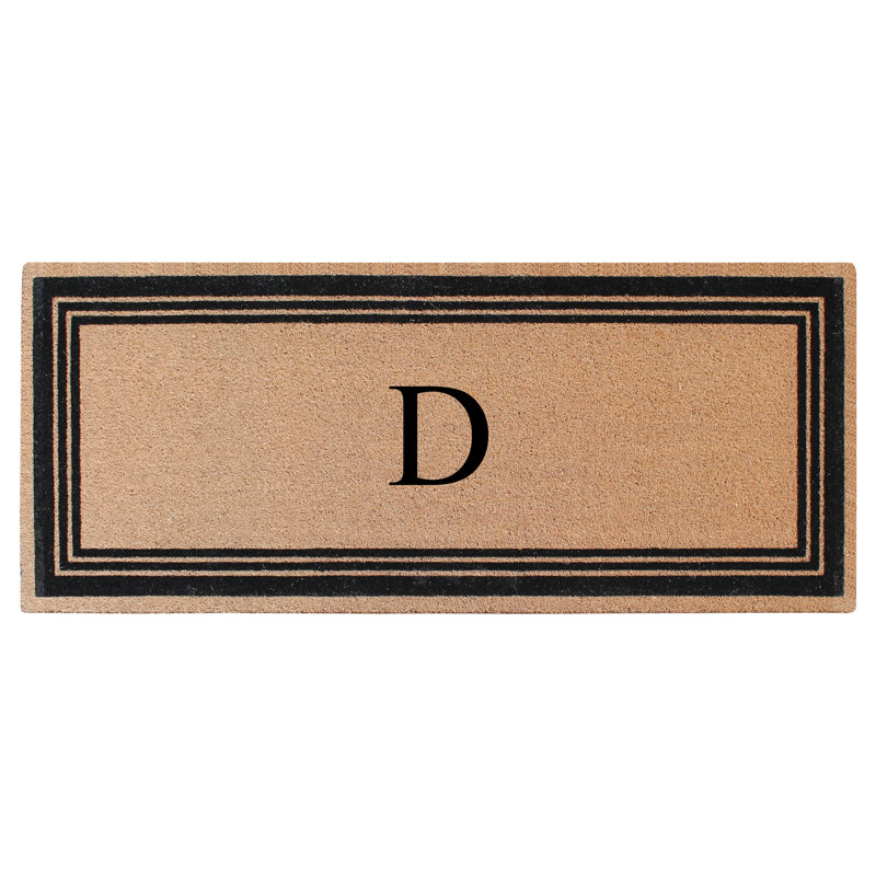 Monogrammed Triple Classic Border Natural Coir Door Mat with PVC Backing – Heavy-Duty, Anti-Shed & Easy to Clean, D