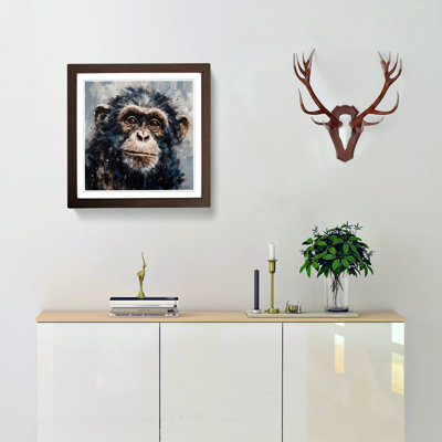 Monkey Palette Knife Painting - Framed Print