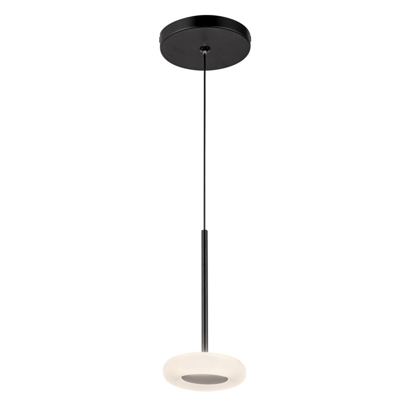 Stephord 1 - Light LED Pendant, White, Black, Frosted Glass