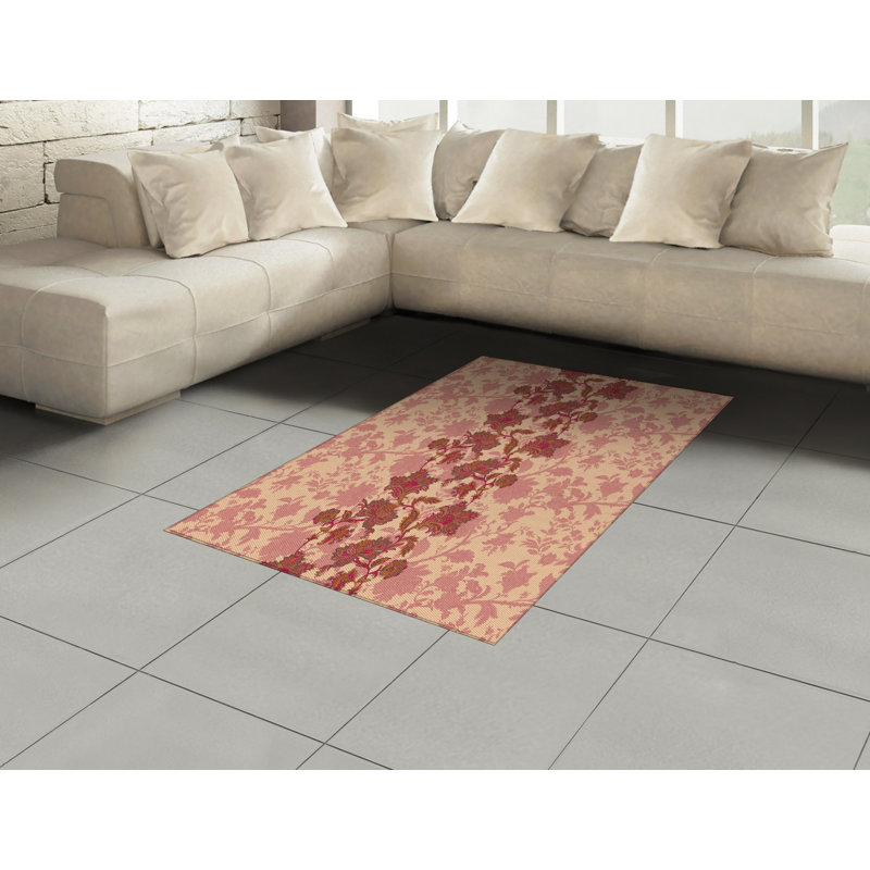 Tapis décoratif floral à haute densité en fibres de polyester, Rectangle— 4 pi x 5 pi 8 po
