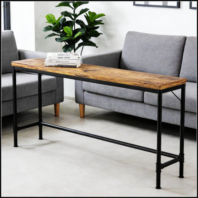 Élégante table de canapé extra longue, console étroite avec design industriel pour les espaces de vie modernes