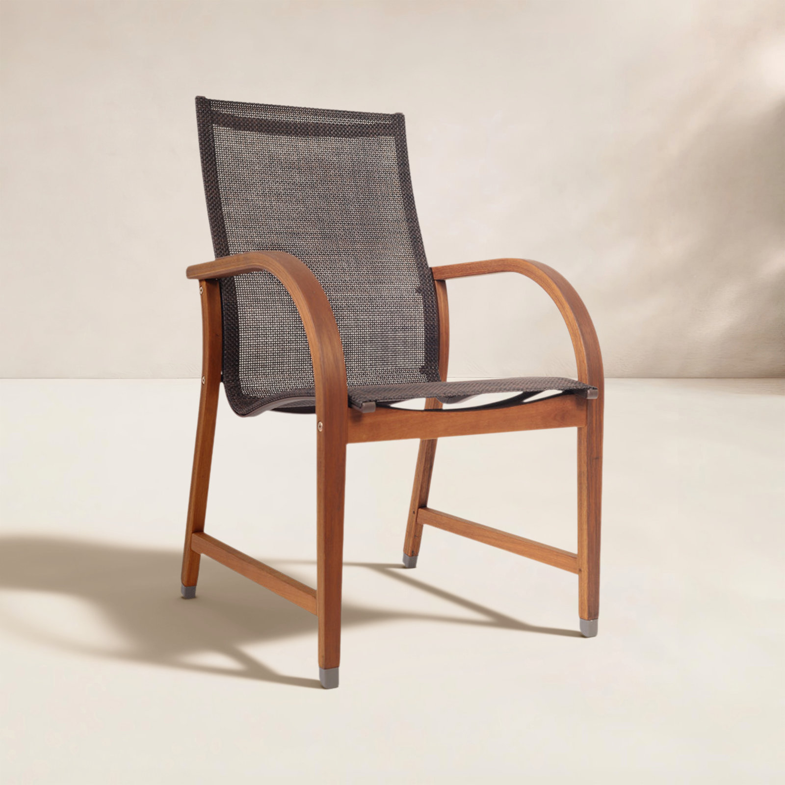 Alyisa Wood Modern Patio Dining Chair, Brown