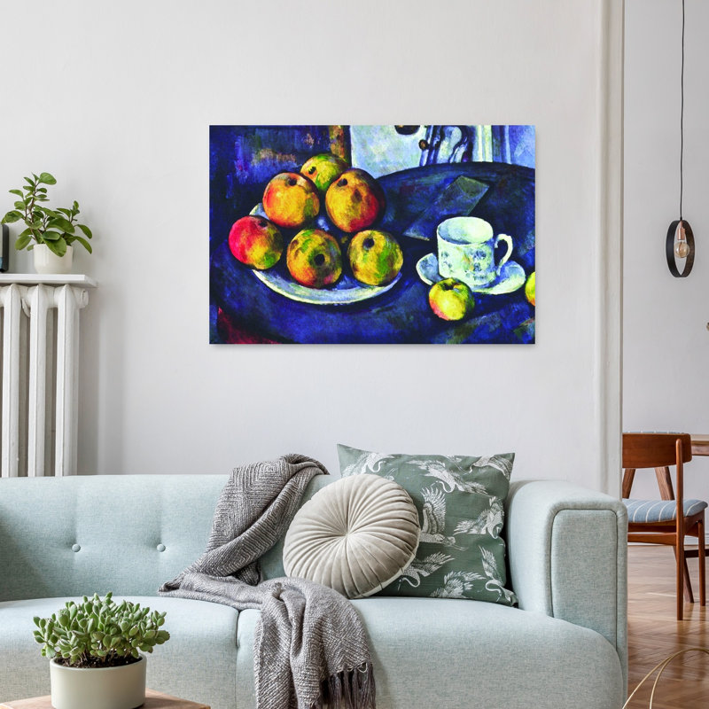 Nature morte avec pommes, impression d'art classique classique contemporain violet, H 24 po x l 36 po