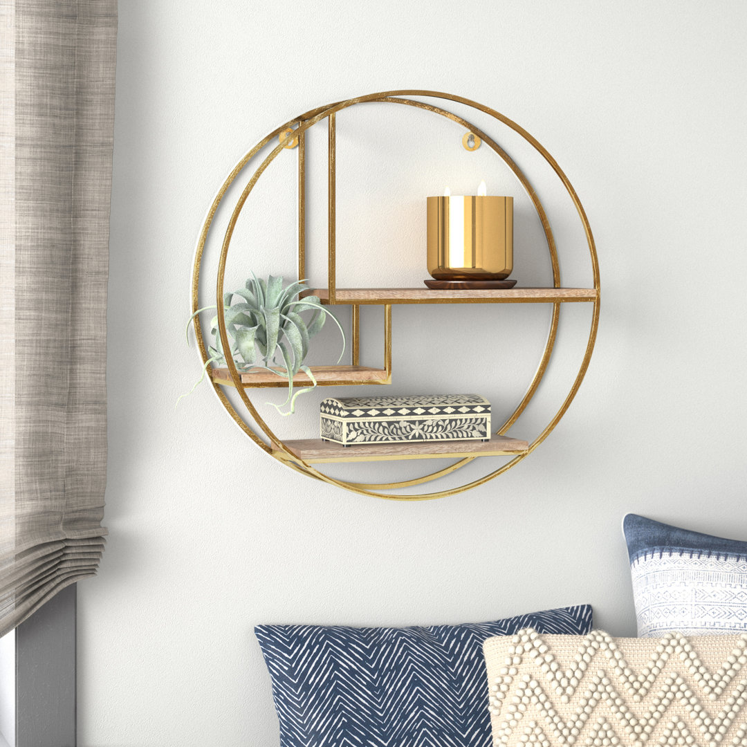 Aberdeen 3 Piece Circle Solid Wood Wall Mounted Shelf Mistana™ Finish: Gold