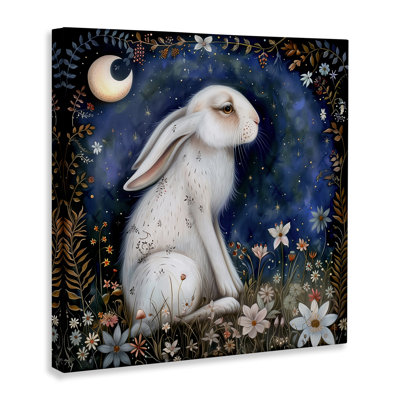 White Rabbit Forest Scene Canvas Wall Art by The Dutch Lady