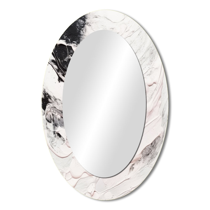 White Twist Watercolor II - Miroir mural ovale blanc, 36 po x 24 po