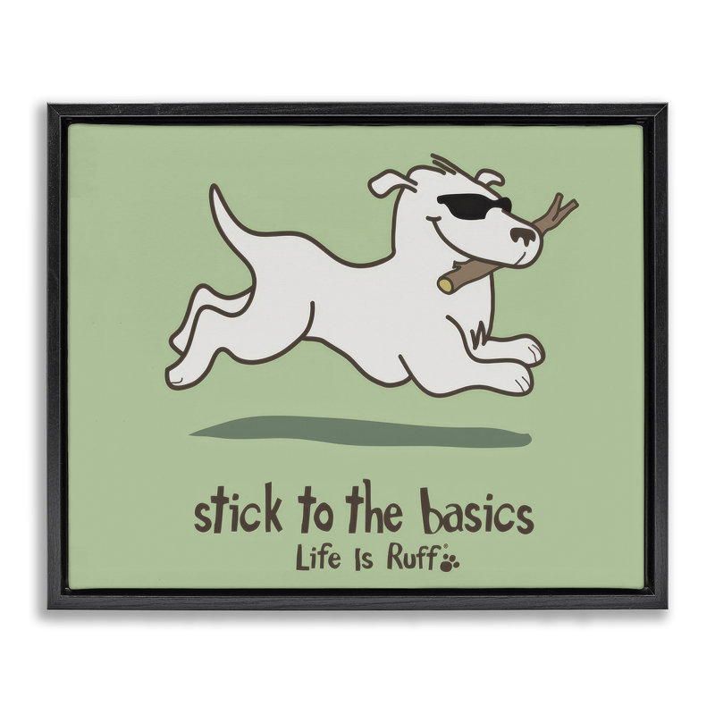  «Stick To Basics Dog» par LIR, Cadre flottant noir de jais, H 17 po x l 21 po