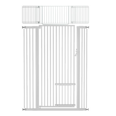 Elissia 71" Extra Tall Cat Safety Gates, 29.5-40.6" Extra Wide Heavy Duty Metal Pet Gates with Adjustable Cat Door, Pressure Mounted Baby Gates for Cat Dog 