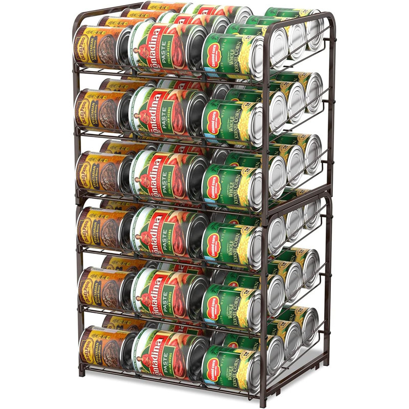 Can Organizer for Pantry Stackable 2 Pack, Can Storage Organizer Rack Stacking, Brown