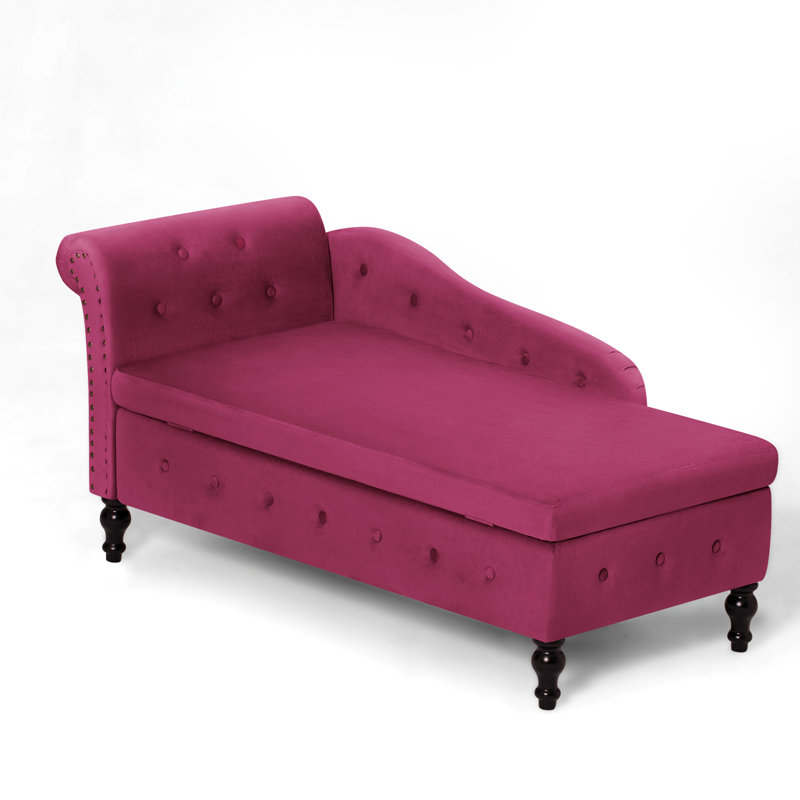 Hayliegh Velvet Chaise Lounge, Fuchsia