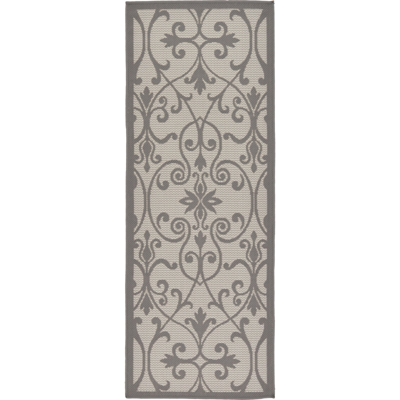 Tapis pour l'intérieur et l'extérieur gris Floyd, Tapis de couloir 2 pi 2 po x 6 pi 1 po