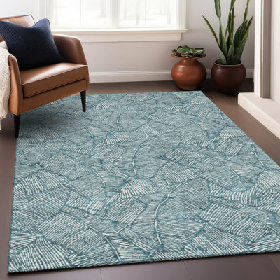 Tapis bleu sarcelle lavable à la machine Premium Prisco