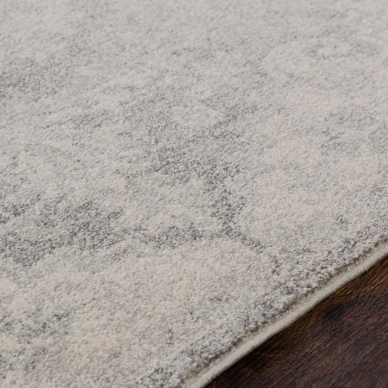Charcoal Traditional Rug, Bordered Floral Stain Resistant Easy to Clean Rug For Living Room, Dining Room, Bedroom
