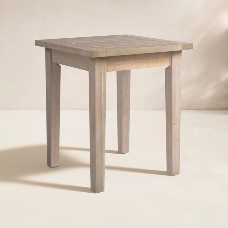 Amina Outdoor Solid Acacia Wood Side Table
