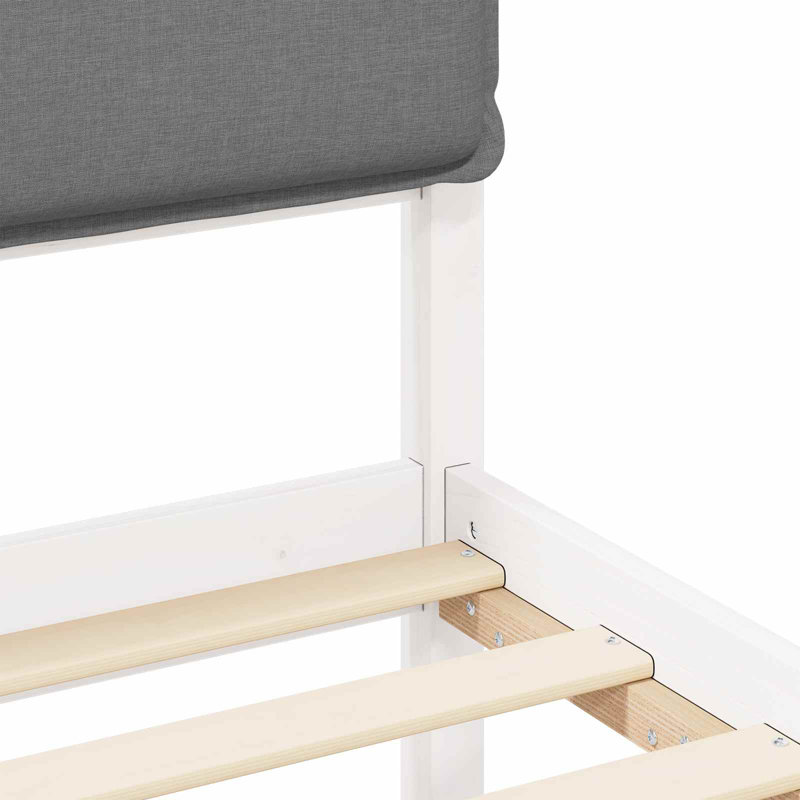 Solid Wood Bed Frame, European Single (90 x 190 cm), White/Light Grey