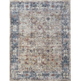 Hand Knotted Wool Area Rug in Gold And Blue