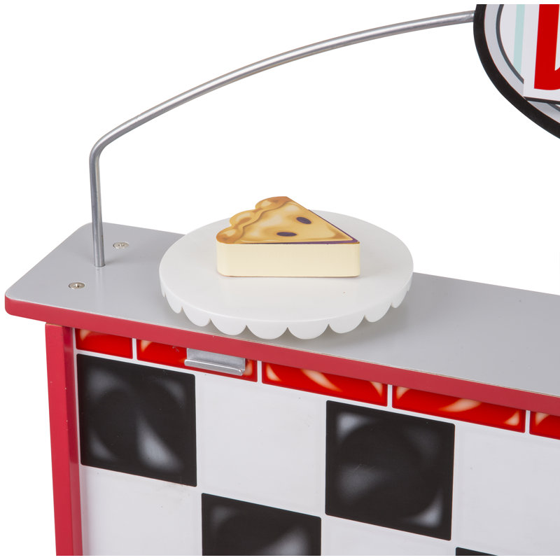 Double-Sided Red and Gray Wooden Star Diner Restaurant Play Set