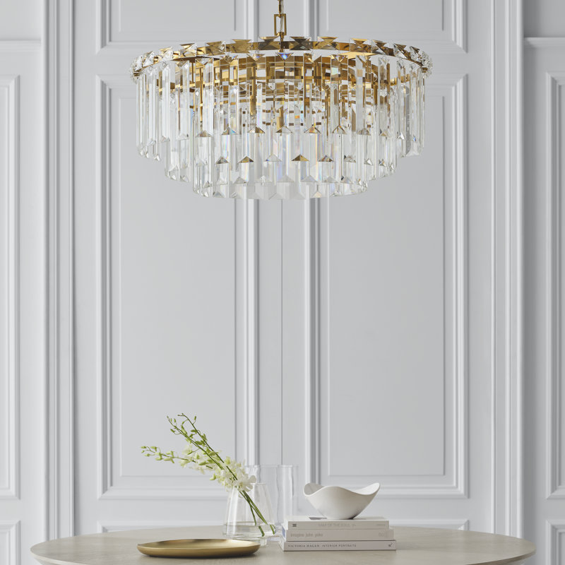 Arden Chandelier, Burnished Brass, 18.75" H x 32.88" W x 32.88" D