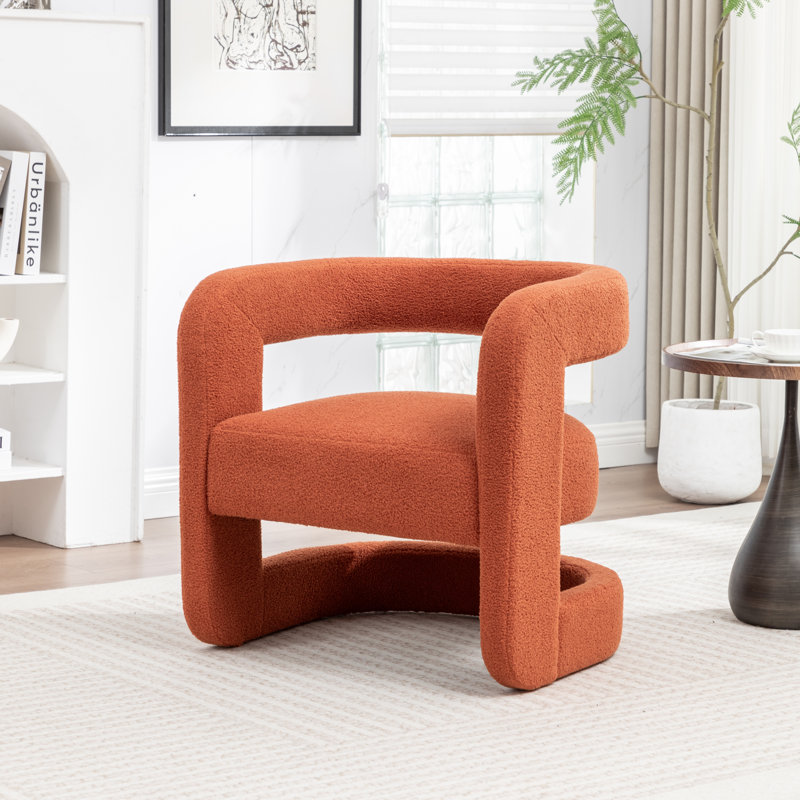 Divaraj Upholstered Barrel Chair, Orange Teddy